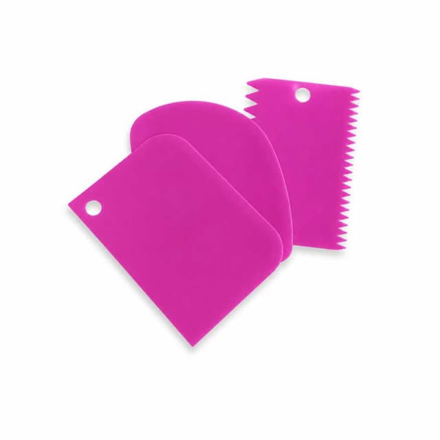 3 Cream Scrappers Plastic Dough Scrapers Straight Curved Zigzag Edges Pastry Dough Cutter Plastic Cake Bread Side Scraper.