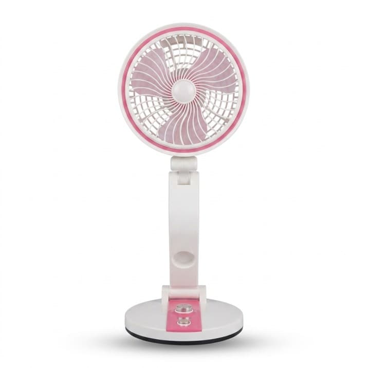 Rechargeable Folding Fan with LED Light (LR-2018) – Portable USB Table Fan for Home & Travel