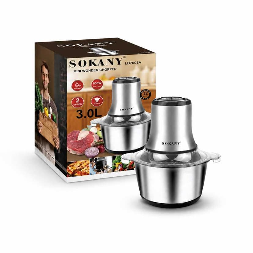 Sokany Chopper With Steel Body 800Watt 3L Mixer Grinder