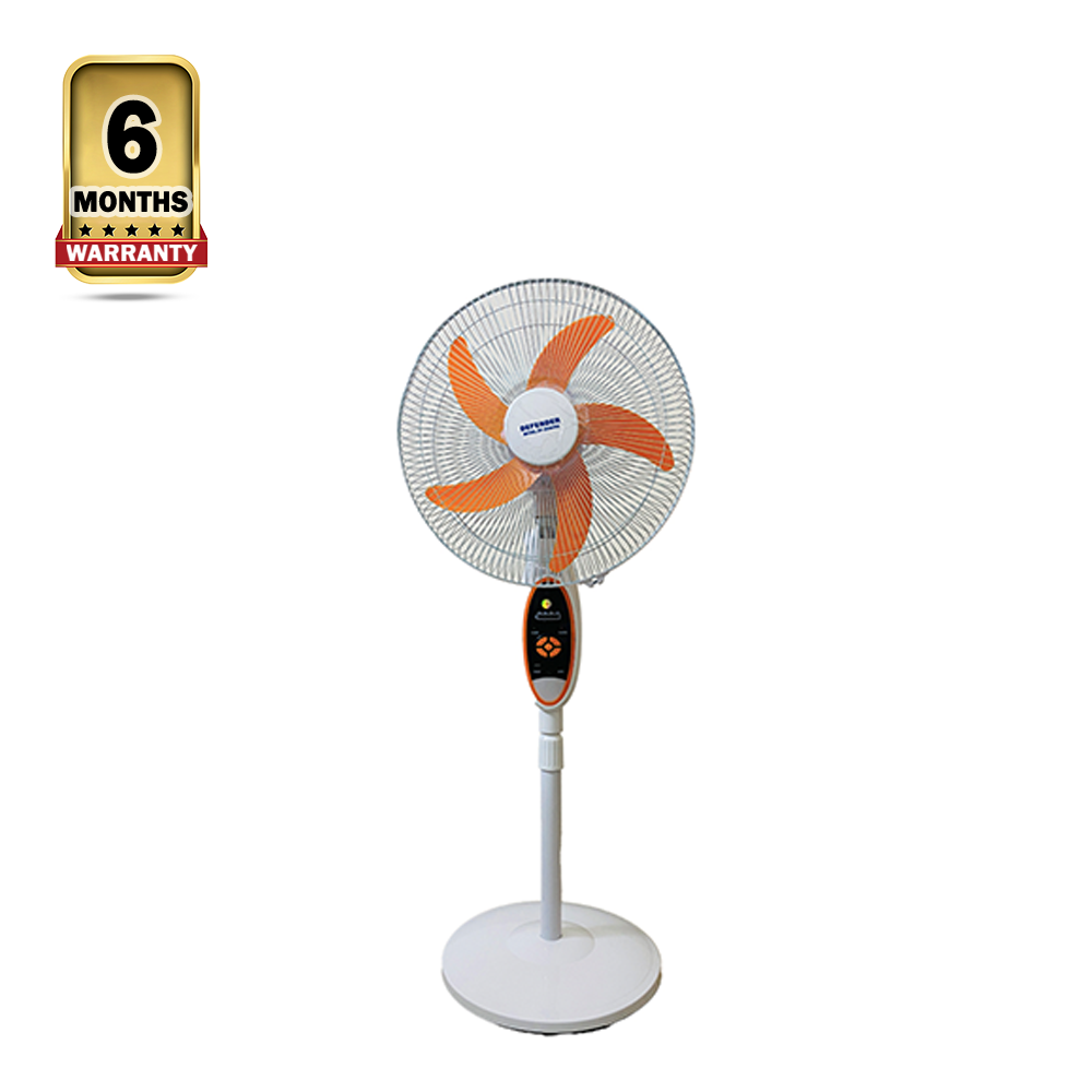 Defender | 16 inch AC/DC Rechargeable Full Stand fan with Remote, Model: 2936HRS, 12v-5Ah Battery, Battery Life Display, 12 hrs Backup