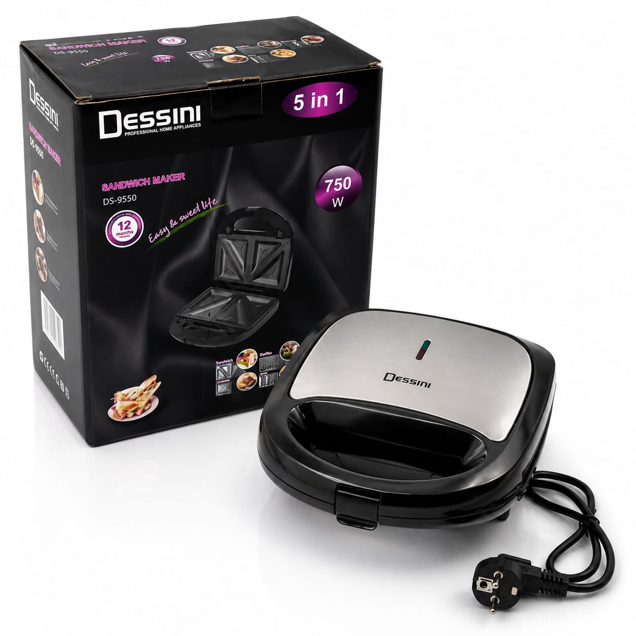 Dessini DS-9550 5-in-1 Sandwich Maker – 750W