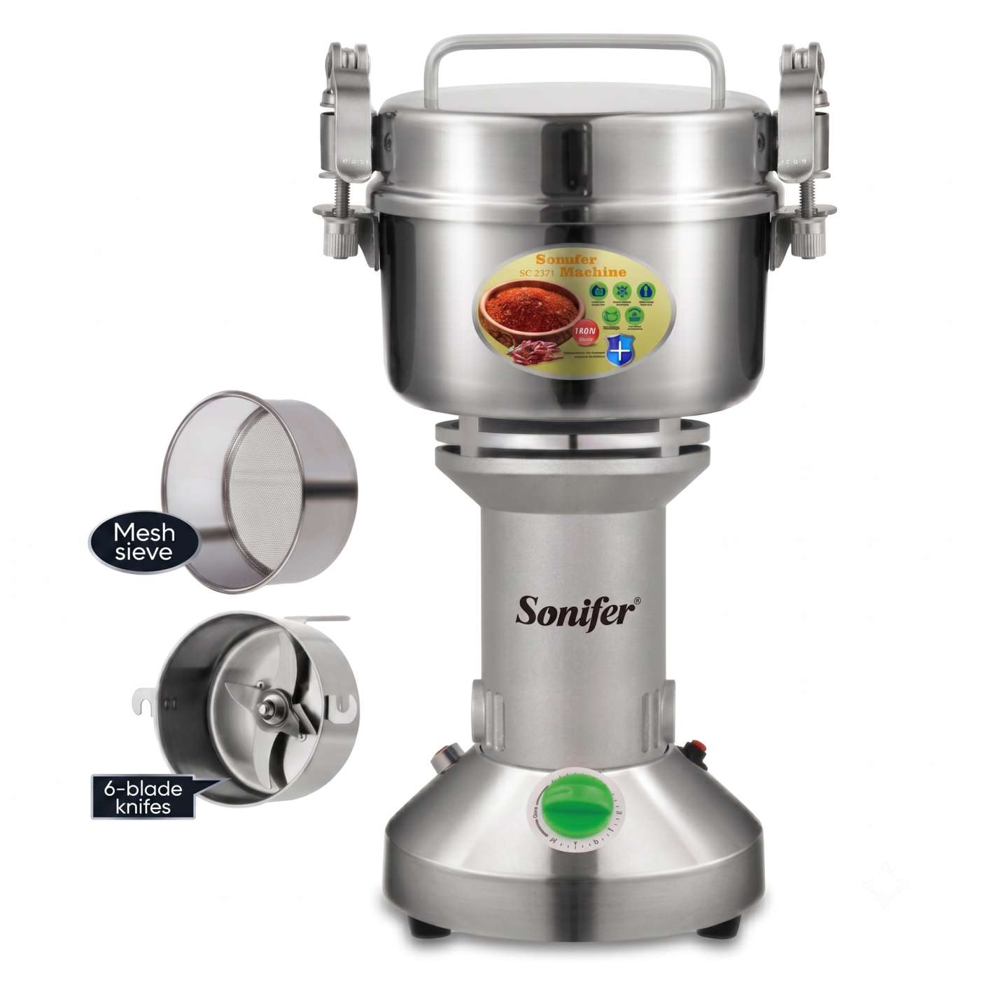 SONIFER SF-3578 Stainless Steel Grinder Coffee Spice Grinder 1800W