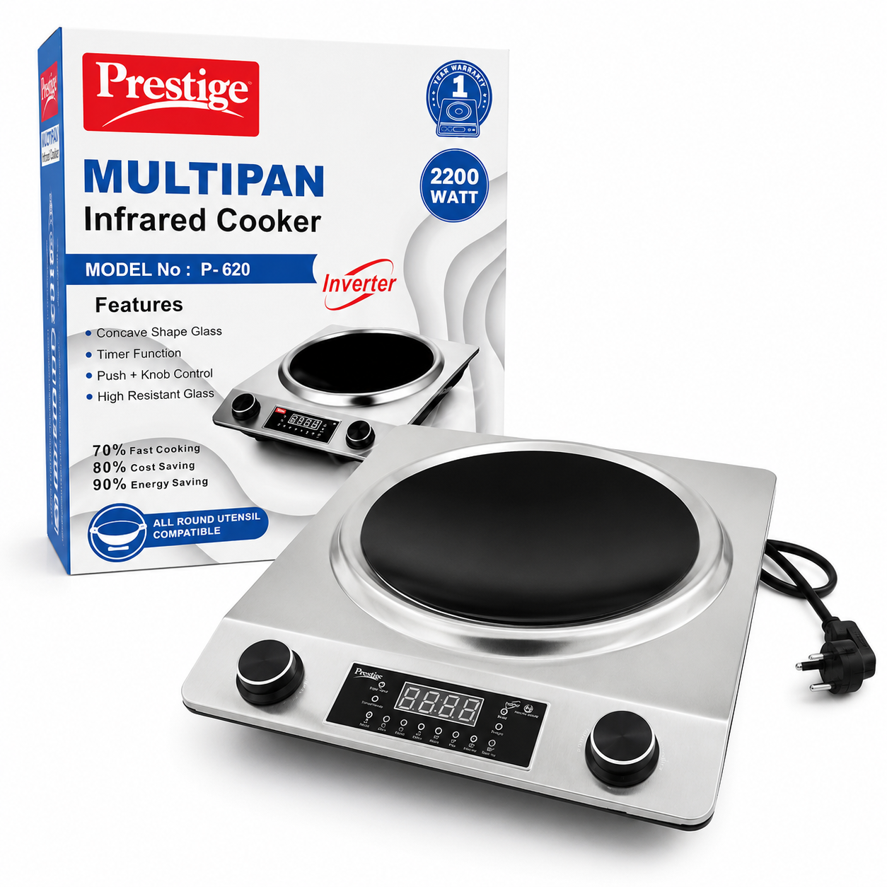 Prestige Multipan 2200 Watt Infrared Cooker (P-620) with Timer Function